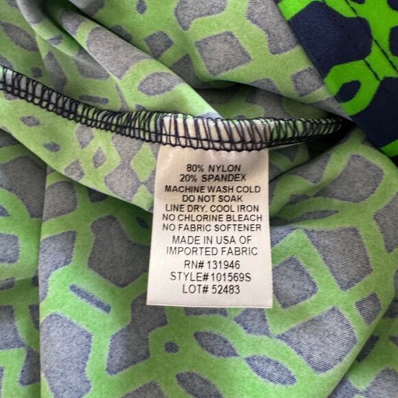 Jude Connally Women's Medium Marlowe Lattice Geo Navy Green Dress Stretch - Picture 7 of 7